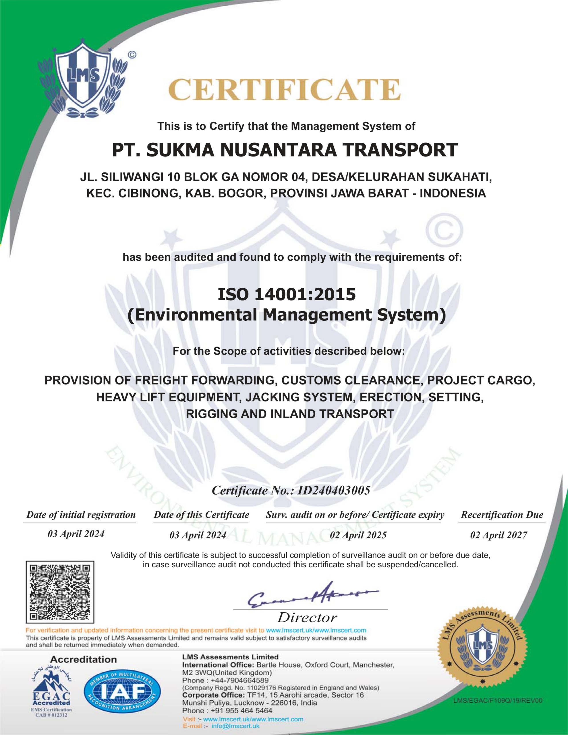 iso 14001 2015 sunutrans