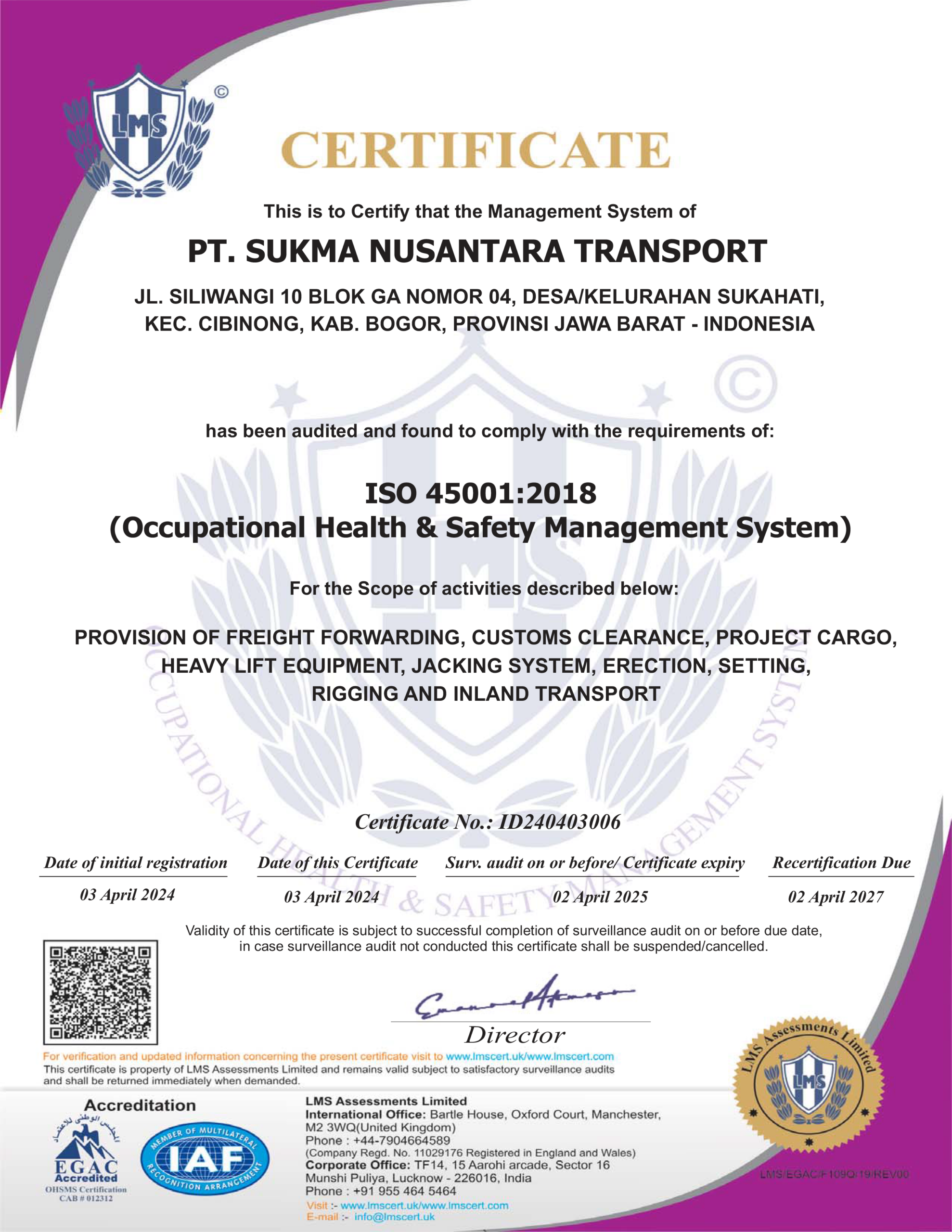 iso45001 2018 sunutrans